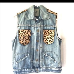 One teaspoon denim leapord vest